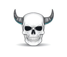 Skull With Horns Design - A skull with horns, symbolizing power, darkness, death, mystery, and rebellion. Perfect for t-shirts, posters, and stickers.