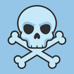 Skull Head With Cross Bone Vector Illustration
