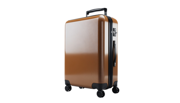 A travel bag with a light brown and white design, featuring a ha