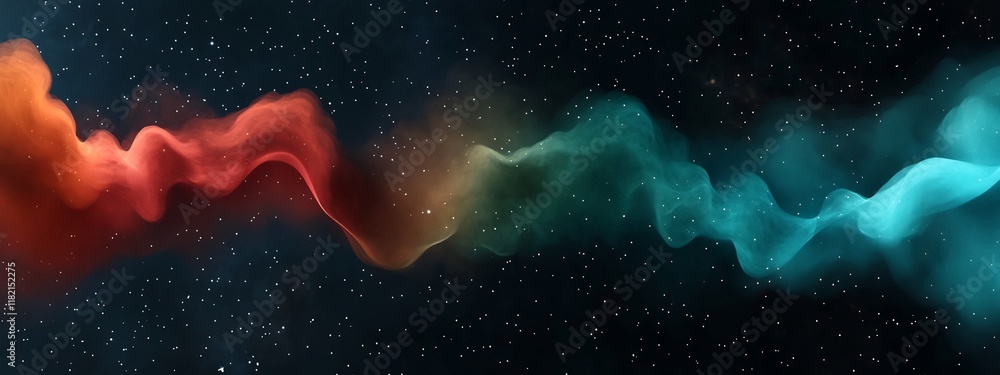 Poster mesmerizing of an animation depicting the propagation of a wave packet through a cosmic ethereal and