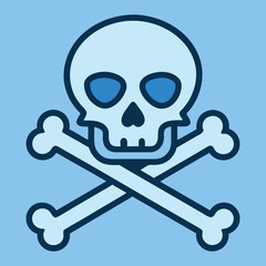 Skull Head With Cross Bone Vector Illustration