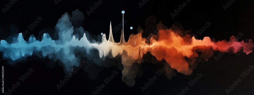 Poster a captivating digital depicting a vibrant colorful spectrogram that visualizes the frequency content
