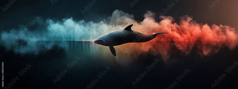 Poster surreal and captivating depicting a spectrogram visualization of natural sounds such as whale song o
