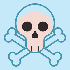 Skull Head With Cross Bone Vector Illustration