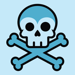 Skull Head With Cross Bone Vector Illustration