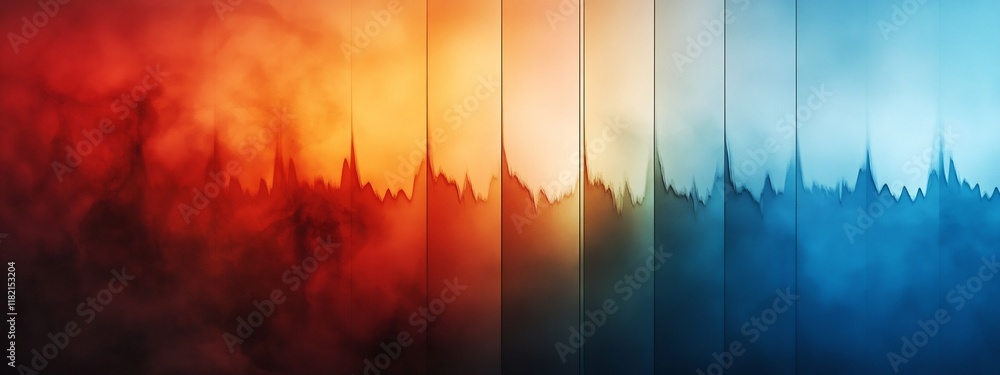 Poster vibrant and dynamic showcasing the frequency content of a heartbeat audio signal displayed as a colo