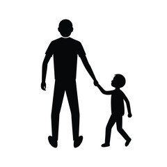 Father holding child's hand.