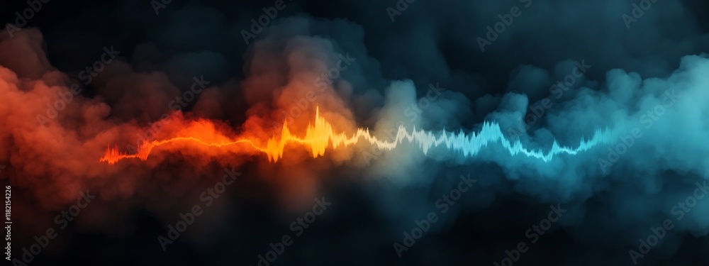 Poster captivating 3d rendered spectrogram depicting the frequency content and dynamics of a natural sound 
