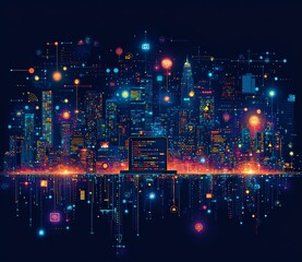 Obraz premium Collaboration in a digital environment is shown in the image, where three individuals are interacting with a large laptop, indicating teamwork. The laptop is intentionally oversized