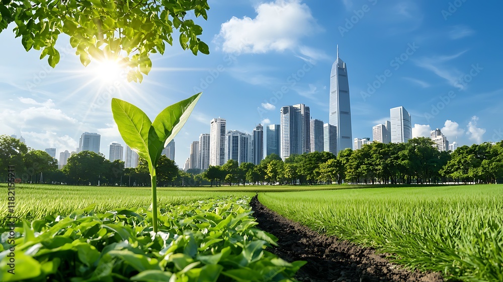 Poster futuristic iot powered urban green spaces harnessing 5g automation for sustainable and efficient met