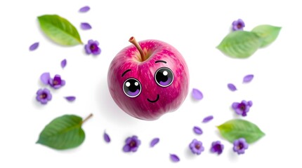 playful and creative background with adorable animated apple for healthy lifestyle ads