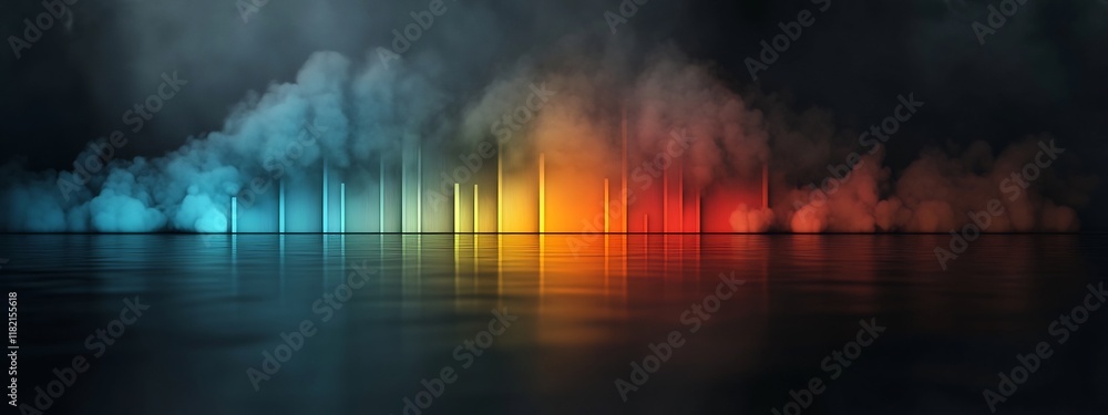Poster a 3d rendered representation of the electromagnetic spectrum highlighting the diverse frequencies an