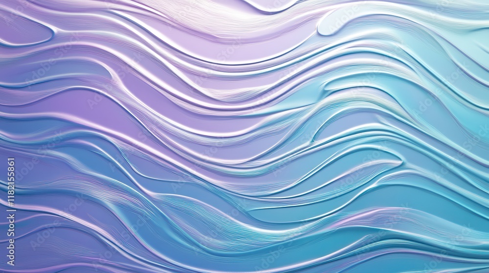 Poster calming aqua ripple patterns in light cyan and pale lavender abstract art digital design serene envi