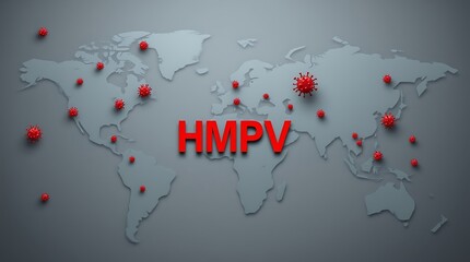 HMPV outbreak, Human metapneumovirus, HMPV global spread out, China map with HMPV symbol, virus outbreak 2025