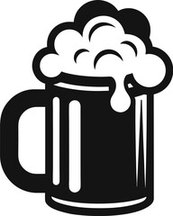 Beer Mug with Foam silhouette vector, Simple silhouette Design vector icon with white background