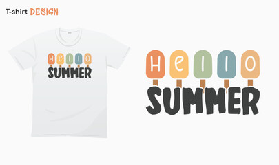 "Hello Summer" Funny summer Quote.Retro Summer vibes Summertime. i love summer .For stickers, t-shirts,mugs, etc. Eps 10. 