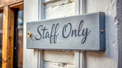 Staff Only Sign: Grey Brush Lettering Door Plate for Shop or Restaurant