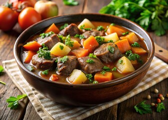Comfort food at its best: beef stew, a delightful bowl.