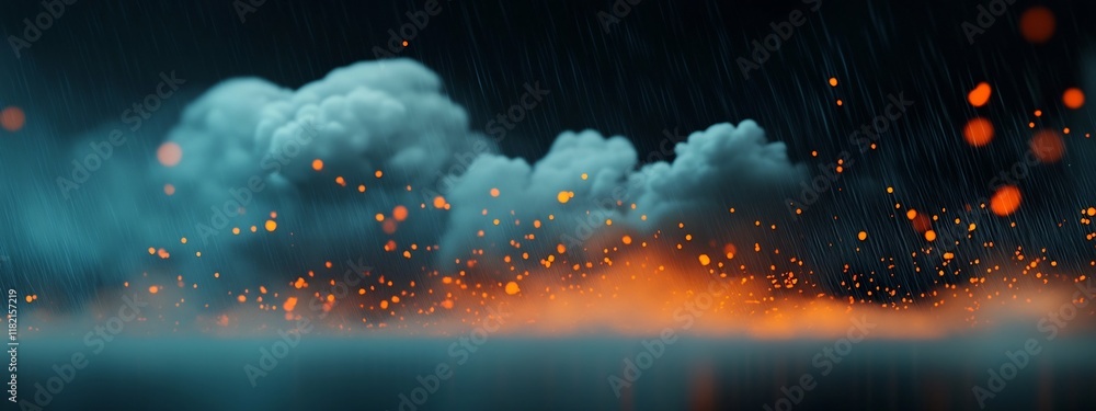 Poster 3d rendered image of a weather radar display showing the frequency and intensity of precipitation th