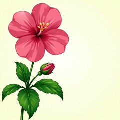 Obraz premium single rose-like geranium flower on a green stem, nature, stamens, foliage