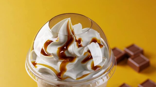 Close-Up of Creamy Caramel Frappe Delight