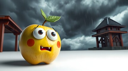 fun and creative background with animated cute apple character for eco conscious branding