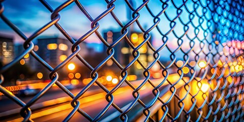 Fototapeta premium Steel Wire Mesh Fence, Industrial Security Grating, Metal Grid, Safety Barrier, Outdoor Fence