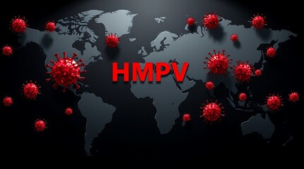 HMPV outbreak, Human metapneumovirus, HMPV global spread out, China map with HMPV symbol, virus outbreak 2025
