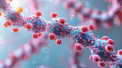 Microscopic View of Human Immune Cells Interacting with Cancer Cells, Bacteria, and Virus Cells on a Scientific Background - Nanotechnology and the World Under the Microscope