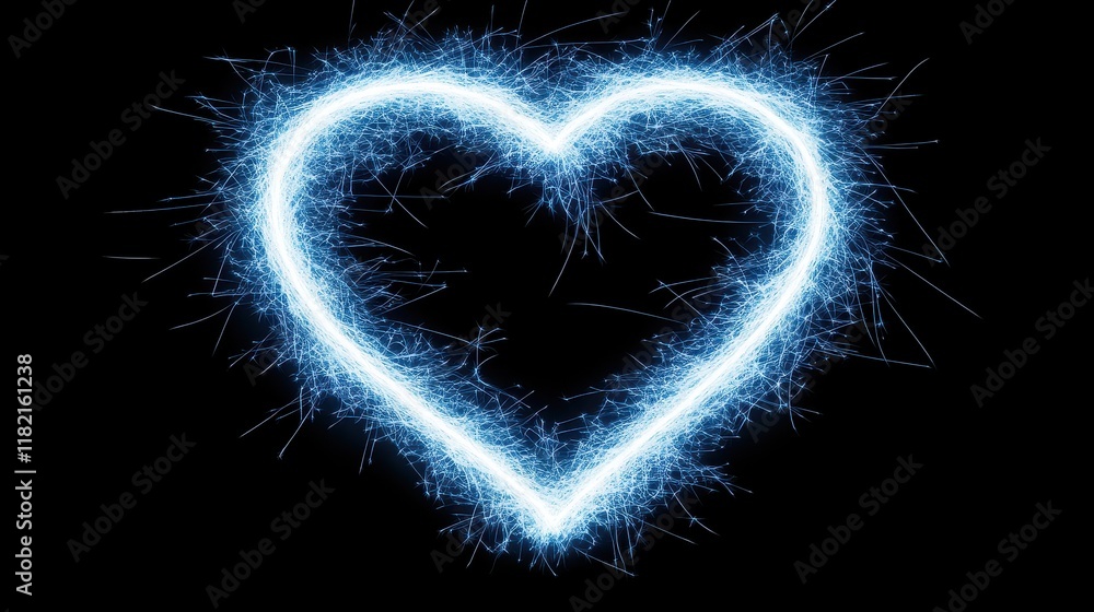 Canvas Prints conceptual embodiment of heart shaped firework against black background