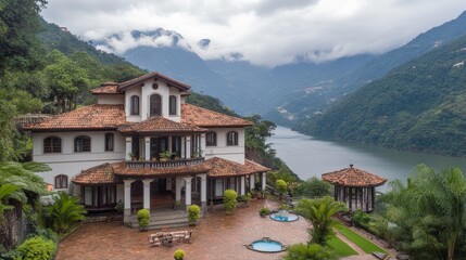 Luxury Villa Overlooking Serene Mountain Lake