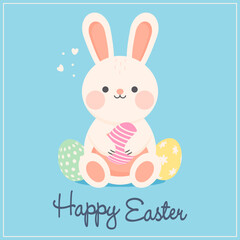 Happy Easter! Cute Easter Bunny. Vector illustration.