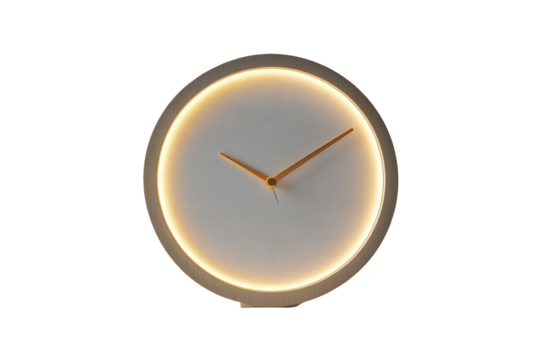 Golden clock with white face on black background