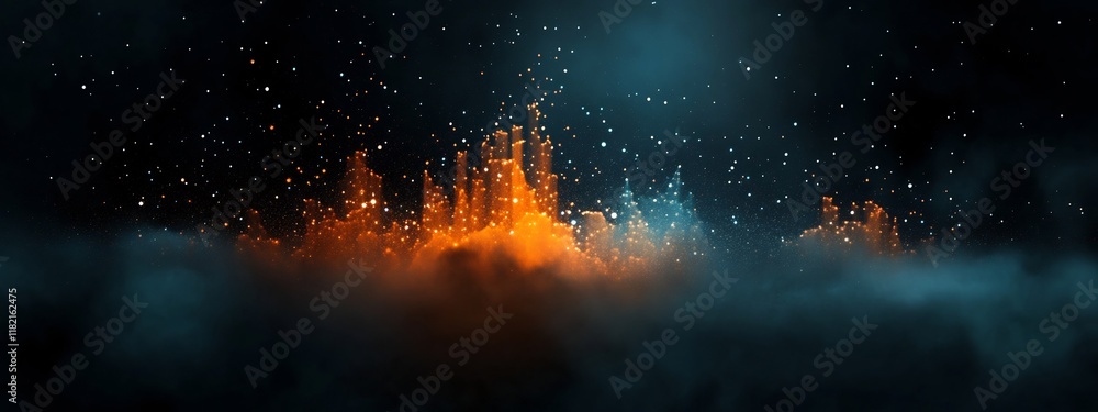Poster visualizing the cosmic frequency distribution of stars in a galaxy an abstract and dynamic depicting