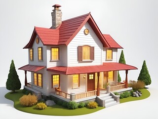 cartoon house in white background