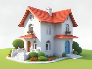 cartoon house in white background