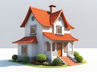 cartoon house in white background