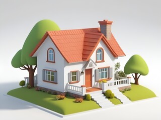 cartoon house in white background