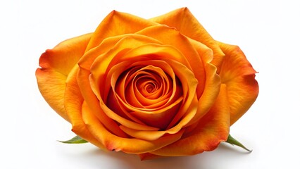 Stunning Aerial View of Single Orange Rose Isolated on Pure White Background - Clipping Path Included
