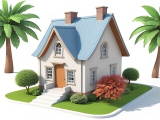 cartoon house in white background