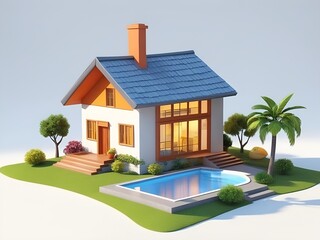 cartoon house in white background