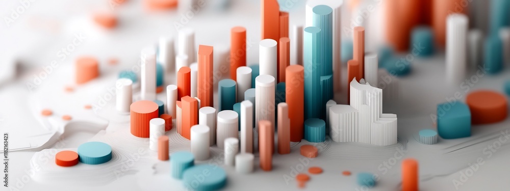 Poster a visually striking 3d rendered visualization showcasing the frequency distribution of data and anal