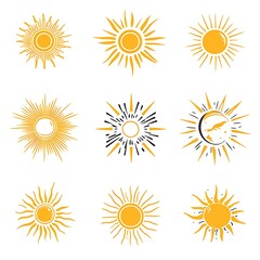 Collection of Simple, Stylized Sun Icons
