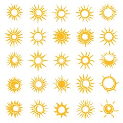 Collection of Simple, Stylized Sun Icons