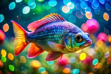 Fototapeta premium Stunning Bokeh Photography of Freshwater Fish, Vibrant Colors, Aquatic Life