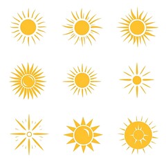 Collection of Simple, Stylized Sun Icons