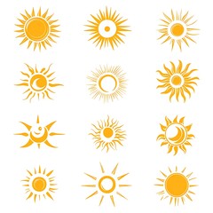 Collection of Simple, Stylized Sun Icons