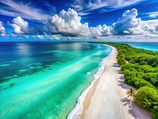 Obraz premium Fly over paradise. Drone banner captures a Caribbean dream.