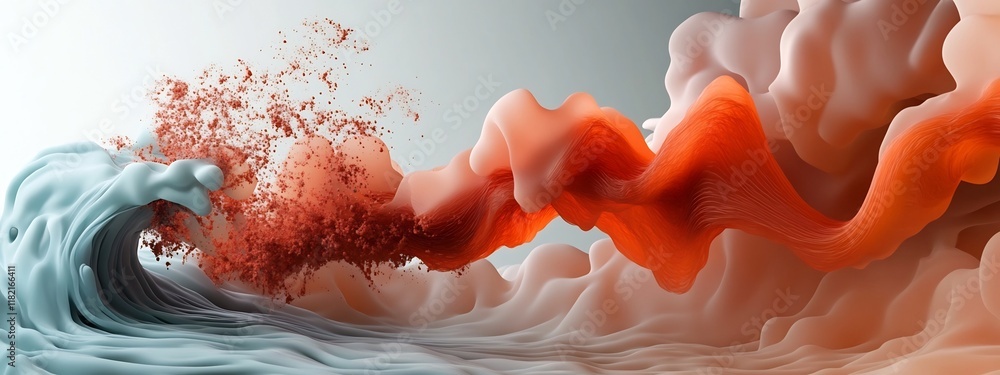 Poster mesmerizing 3d animation depicting the absorption and energy loss of a wave packet at certain freque