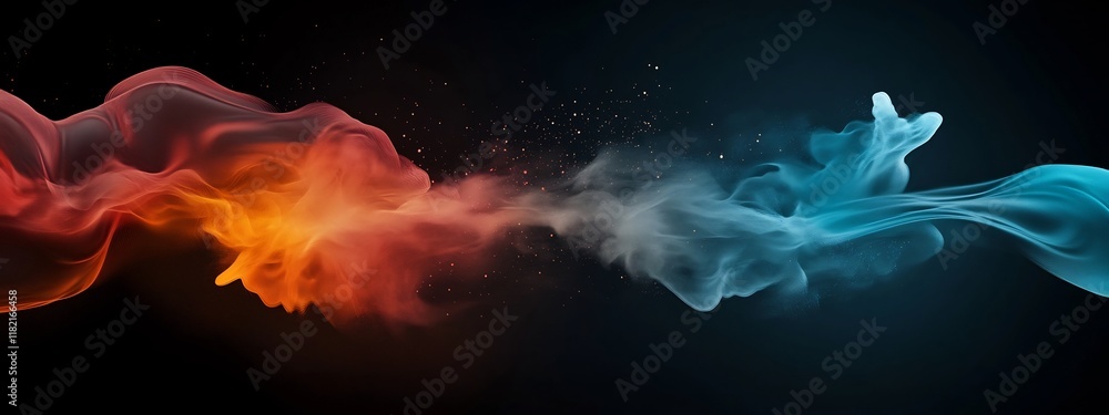 Poster vibrant of an animation depicting a wave packet undergoing absorption and losing energy at certain f